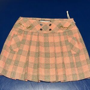 Gucci Mini Skirt in Pink/peach, cream and caramel plaid wool size 36